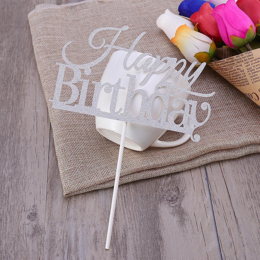 10 Kpl Happy Birthday Cake Topper Kakkukoristeet Juhlatarvikkeet (Hopea) hinta ja tiedot | Juhlakoristeet | hobbyhall.fi