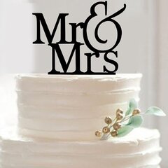 Mr & Mrs Letters -Tyylinen Kakkupäällinen Hää- / Vuosipäivä- / Syntymäpäiväjuhliin (Musta) hinta ja tiedot | Juhlakoristeet | hobbyhall.fi