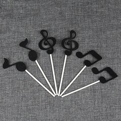 6 Kpl Music Symbols Notes Cupcake Toppers Jälkiruokien Syntymäpäiväjuhlien Sisustukseen (Musta) hinta ja tiedot | Juhlakoristeet | hobbyhall.fi