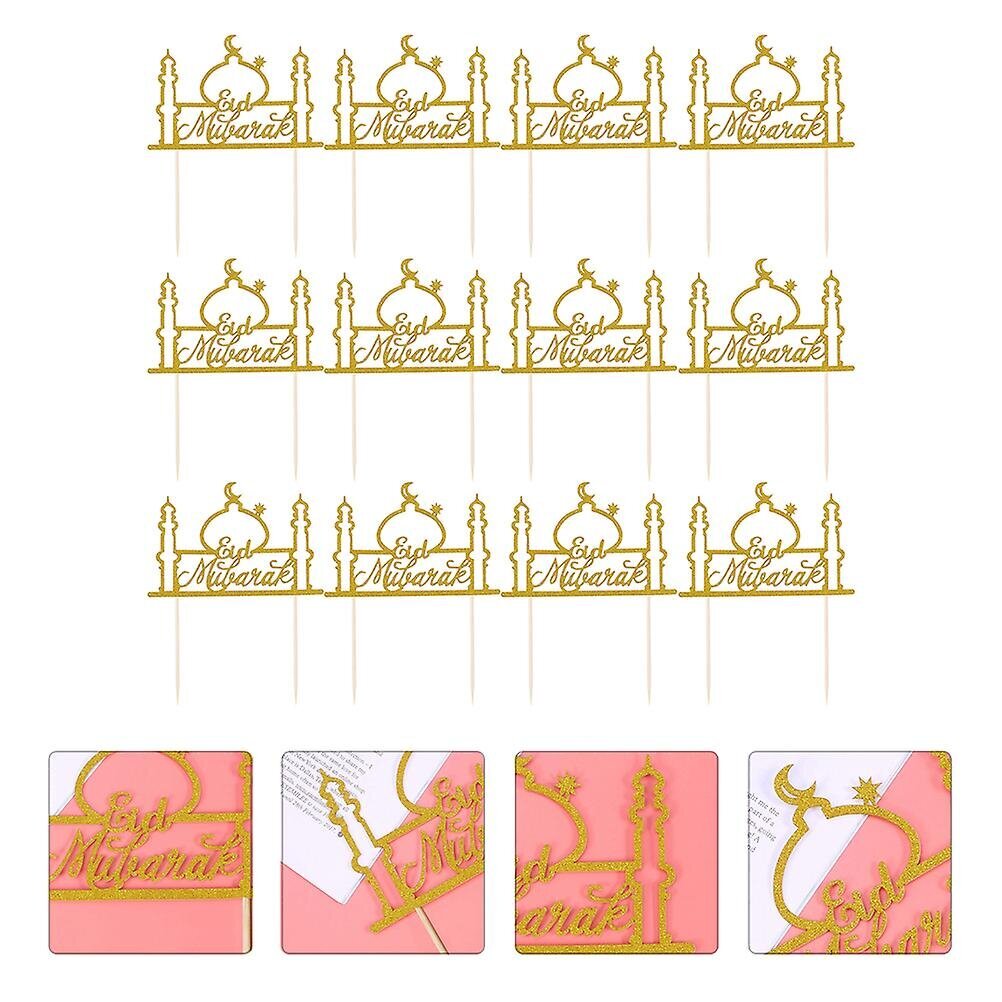 1 Setti 10 Kpl Cupcake Toppers Eid Ramadan Festival Kimaltelevat Kakkupäälliset Kakkukoristeet (Kultaiset) hinta ja tiedot | Juhlakoristeet | hobbyhall.fi