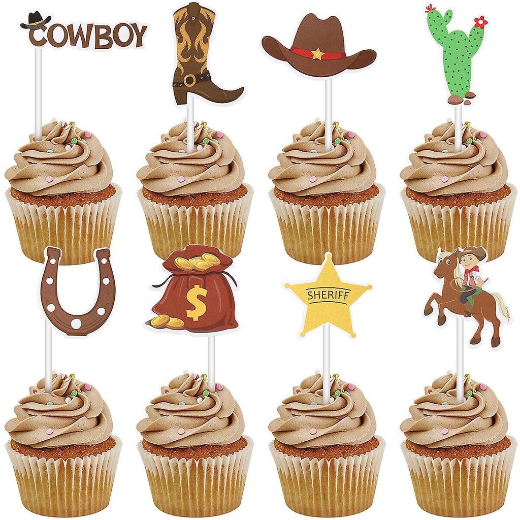 Amosfun 72 Kpl Cowboy-Teemalla Cupcake Toppers Western Style Juhlakoristeet Kakku Jälkiruoka Topper Picks hinta ja tiedot | Juhlakoristeet | hobbyhall.fi