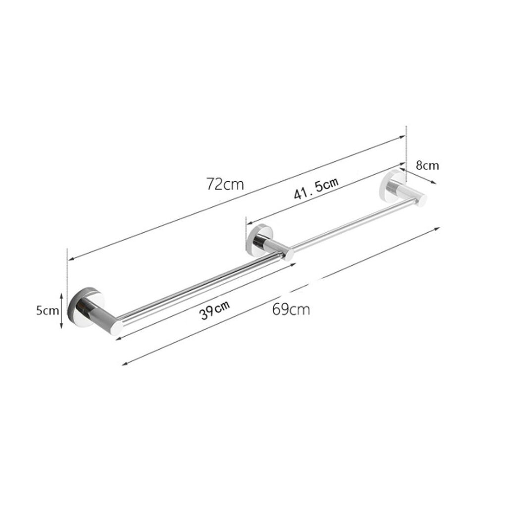 Säädettävä pyyheteline 39-69 cm, seinään kiinnitettävä kylpyhuoneen pyyhetanko, ruostumaton teräs SUS304 hinta ja tiedot | Kylpyhuoneen sisustus | hobbyhall.fi