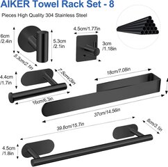 Kylpyhuonepyyhepidike, 8 kpl korkealaatuista paksunnettua 304 ruostumatonta terästä kylpyhuonetarvikkeet, ei porauspyyhetelineen mainosta hinta ja tiedot | Kylpyhuoneen sisustus | hobbyhall.fi