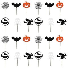 24 Kpl Kakkukoristeita, Halloween Cake Topper hinta ja tiedot | Juhlakoristeet | hobbyhall.fi