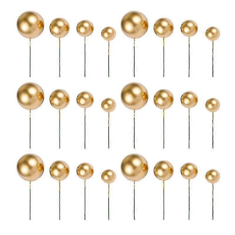 24 Kpl Kakkukoristeita, Golden Ball Cake Toppers hinta ja tiedot | Juhlakoristeet | hobbyhall.fi