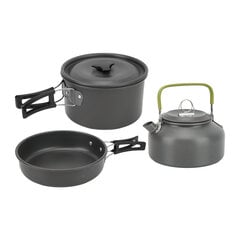 Camping Cookware Mess Kit Kannettava Camping ruoanlaittosetti Backpacking Pot Pan Teekannu Taitettava haarukka Veitsi Lusikkasarja Musta hinta ja tiedot | Retkiastiat | hobbyhall.fi