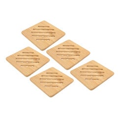 5 kpl Bamboo Hot Pad Pöytämatto Bamboo Trivet Pot Mat Lämmönkestävyys kuumille astioille Pannukulho Teekannu Quadrate 15cm hinta ja tiedot | Retkiastiat | hobbyhall.fi