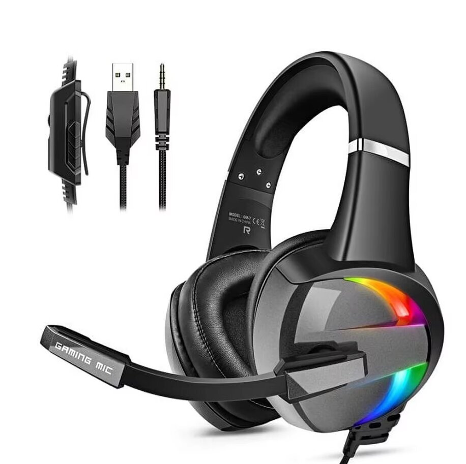 RGB Gaming Headset Melunvaimennusmikrofoni Surround Sound LED-kuulokkeet PS5 PS4 Xbox One PC Kannettava Mac Tietokone PC hinta ja tiedot | Kuulokkeet | hobbyhall.fi