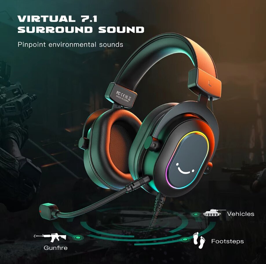 Fifine Dynamic RGB Gaming Headset Mic Over-Ear Headphones 7.1 Surround Sound PC PS4 PS5 3 taajuuskorjaimen asetukset Peli Elokuva Musiikki hinta ja tiedot | Kuulokkeet | hobbyhall.fi