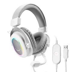 WHITE Fifine Dynamic RGB Gaming Headset Mic Over-Ear Headphones 7.1 Surround Sound PC PS4 PS5 3 taajuuskorjaimen vaihtoehdot Peli Elokuvamusiikki hinta ja tiedot | Kuulokkeet | hobbyhall.fi