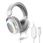 WHITE Fifine Dynamic RGB Gaming Headset Mic Over-Ear Headphones 7.1 Surround Sound PC PS4 PS5 3 taajuuskorjaimen vaihtoehdot Peli Elokuvamusiikki hinta ja tiedot | Kuulokkeet | hobbyhall.fi