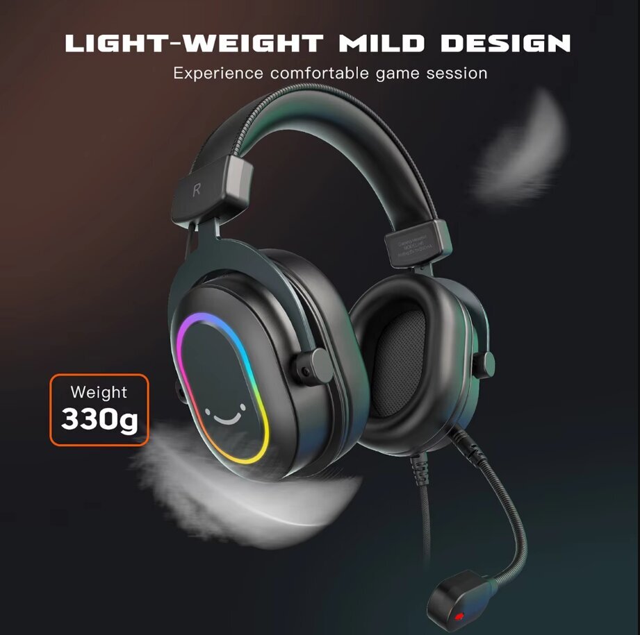 WHITE Fifine Dynamic RGB Gaming Headset Mic Over-Ear Headphones 7.1 Surround Sound PC PS4 PS5 3 taajuuskorjaimen vaihtoehdot Peli Elokuvamusiikki hinta ja tiedot | Kuulokkeet | hobbyhall.fi