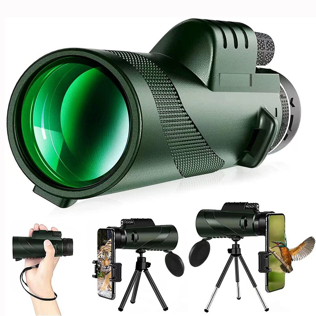 Tehokas zoom-teleskooppi 80x100 HD-monokulaari metsästykseen retkeilyyn ulkomatkoille 50 mm linssillä BLACK SET hinta ja tiedot | Mikroskoopit ja teleskoopit | hobbyhall.fi