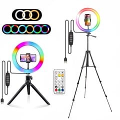 RGB Ring Light Pyöreä kaukosäädin älypuhelimeen Mobiili Led Video Light Lamp valokuvaus valaistus Youtube Only Light hinta ja tiedot | Kameratarvikkeet | hobbyhall.fi