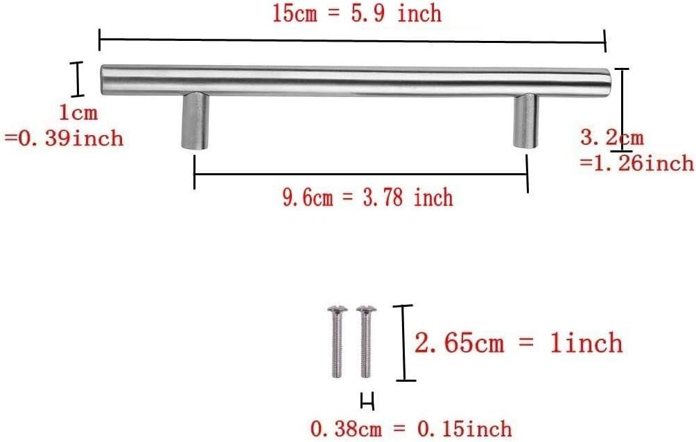 (10 kpl) Ruostumattomasta teräksestä valmistettu keittiökaapin kahva, reikäväli 96 mm, harjattua terästä oleva T-kahva kaapin ovelle, P hinta ja tiedot | Ovenkahvat | hobbyhall.fi