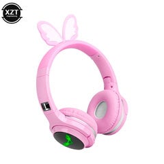 (Pink) Cute Cartoon Butterfly Bluetooth 5.0 Langattomat kuulokkeet 7 värinauhalla LED-lamppu kuulokemikrofoni tuki SD-kortti kuulokkeet musiikkipeli kuulokkeet kuulokkeet ja kuulokkeet hinta ja tiedot | Kuulokkeet | hobbyhall.fi