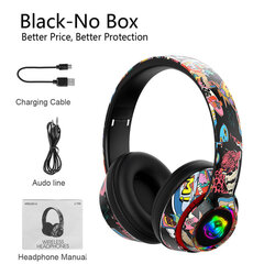 (Musta) Graffiti DJ Langattomat kuulokkeet Bluetooth-kuulokkeet Pelimikrofonilla Iphonelle Xiaomi Kids PC Game BT 5.1 -kuuloketuki TF Card -kuulokkeet ja kuulokkeet hinta ja tiedot | Kuulokkeet | hobbyhall.fi