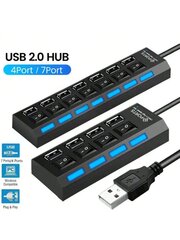 USB 2.0 -keskitin USB-keskitin 2.0 Multi-USB-jakaja Käytä virtalähdettä 4/7-porttinen Multiple Expander 2.0 USB3-keskitin kytkimellä PC-Black-7-liitäntöihin hinta ja tiedot | Kaapelit ja adapterit | hobbyhall.fi