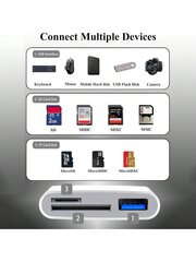 1 kpl SD-kortinlukija digitaalikamerasovitin USB 3-in-1 kamerasovitin, joka on yhteensopiva IPhone 14/13/12/11/X/8/7/IPad & Micro SD -korttisovittimen kanssa - valkoinen hinta ja tiedot | Kaapelit ja adapterit | hobbyhall.fi