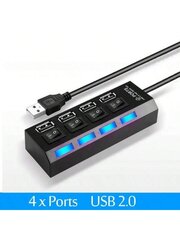 USB 2.0 -keskitin Multi-USB-jakaja-keskitin Käytä virtalähdettä 4-porttinen useita laajennuksia sisältävä USB-keskitin kytkimellä 30 cm:n kaapeli 7 In 1-musta-7in1 USB hinta ja tiedot | Kaapelit ja adapterit | hobbyhall.fi