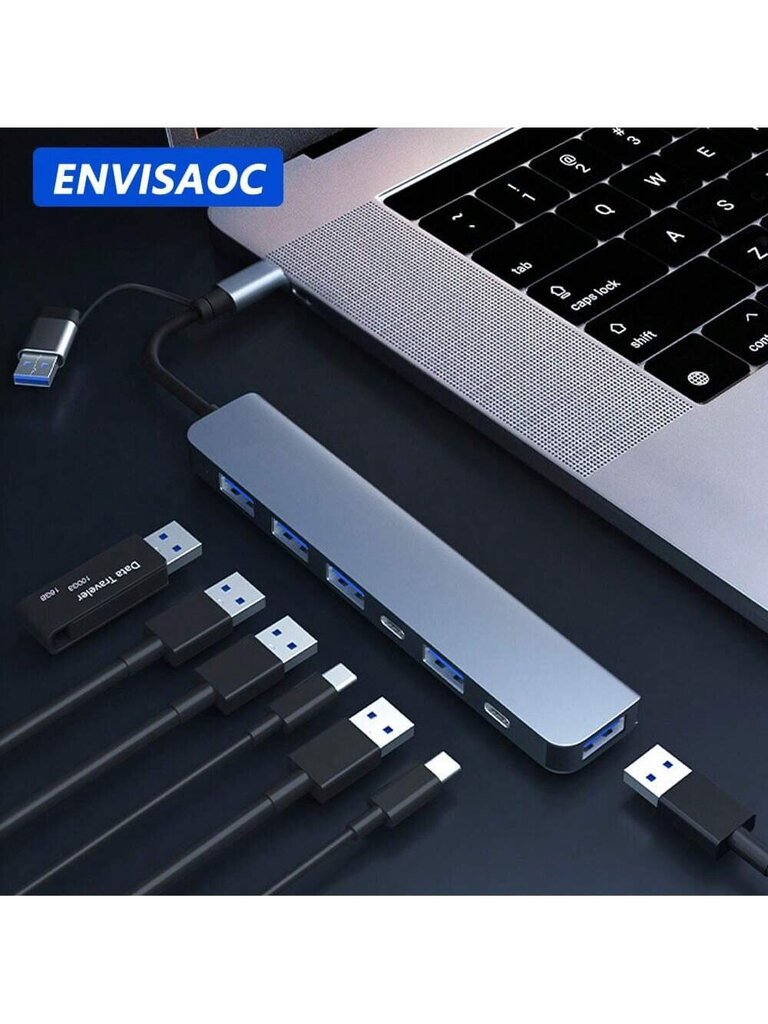 7IN1 USB-keskitinjakaja USB2.0 7-porttinen keskitinjakaja USB-C-keskitin TYYPPI-C HUB-sovitin Keskitin Multi-Port-liitäntä Puhelimelle Tablet-tietokone Pc Kannettava tietokone U Levynäppäimistö Hiiri-Monivärinen-USB3.0 ja USB-c hinta ja tiedot | Kaapelit ja adapterit | hobbyhall.fi