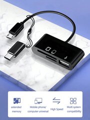 Abs Material Otg Triple Function Card Reader, Yhteensopiva Tf/sd/usb/kamerakorttien, Type-c- ja Android-mobiililaitteiden kanssa tiedonsiirtoon - Musta hinta ja tiedot | Kaapelit ja adapterit | hobbyhall.fi