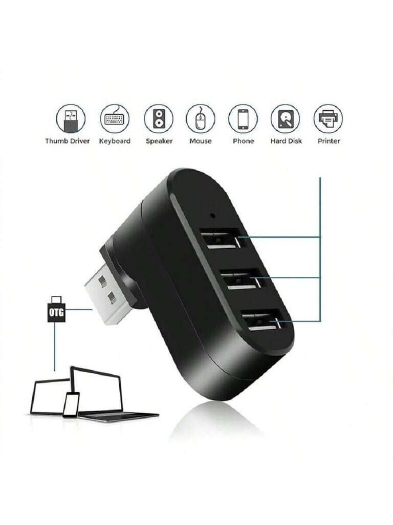 1 kpl pyörivä 2.0usb-jakaja yksi vedä kolme 3-porttinen monitoiminen 7-fontinen pyörivä muunnin keskitin USB-moniväri-musta hinta ja tiedot | Kaapelit ja adapterit | hobbyhall.fi