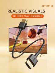 JMMO High Speed Nylon HDMI-yhteensopiva kaapeli 6,6FT/2M 18Gbps 4K/60Hz 1080P HDMI-yhteensopiva nailonpunottu kaapeli kaikkiin koti- ja toimistolaitteisiin Joululahjat, must-Have syksyllä ja talvella - 2m hinta ja tiedot | Kaapelit ja adapterit | hobbyhall.fi