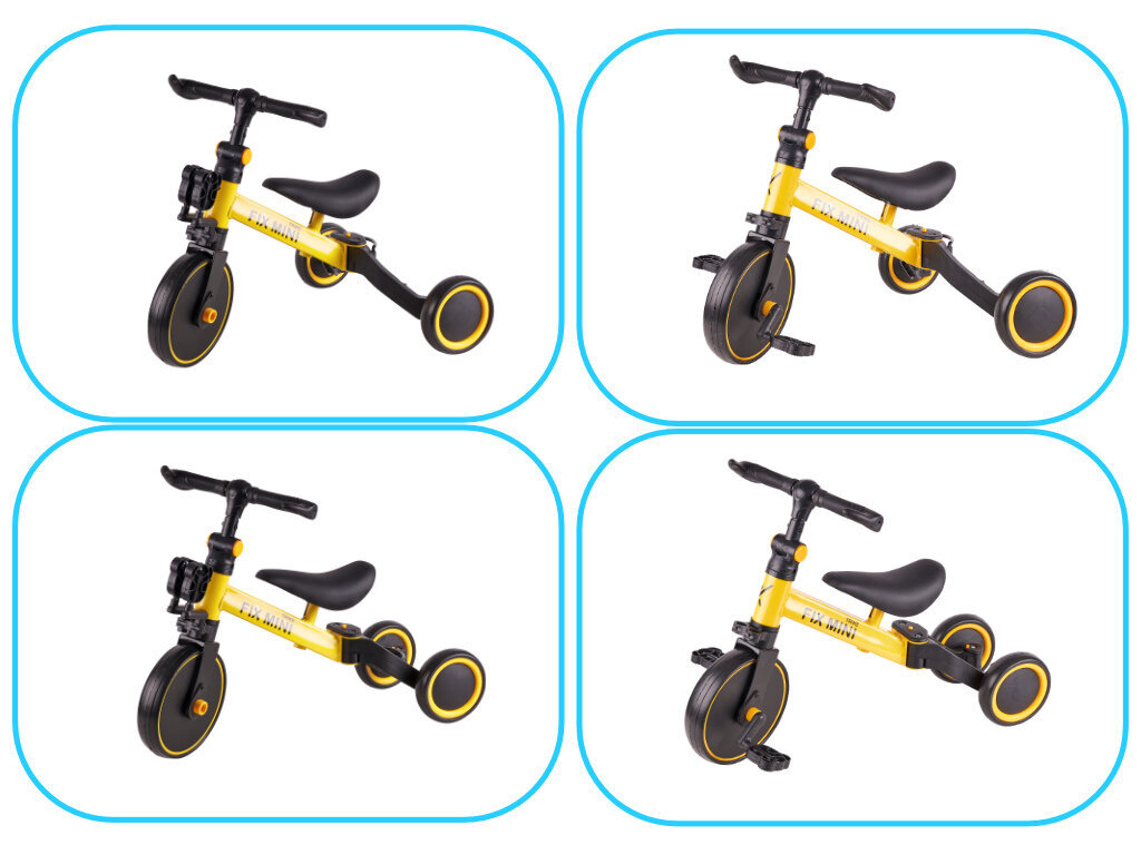 Mini cross trike, 3in1, polkimilla, keltainen hinta ja tiedot | Kolmipyörät | hobbyhall.fi