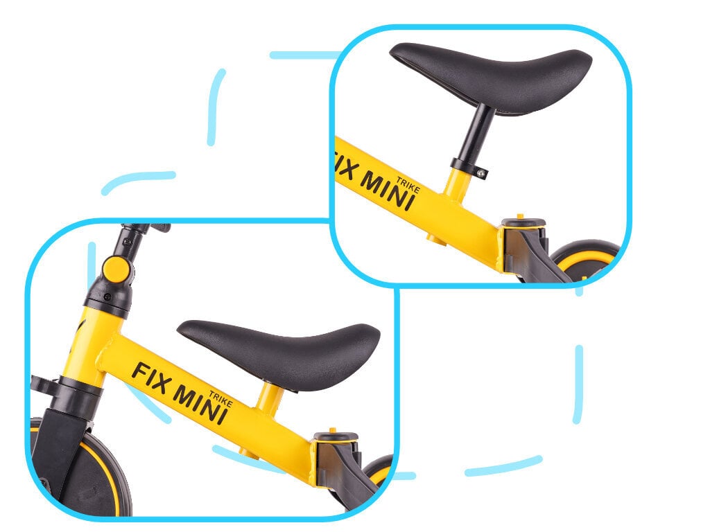 Mini cross trike, 3in1, polkimilla, keltainen hinta ja tiedot | Kolmipyörät | hobbyhall.fi