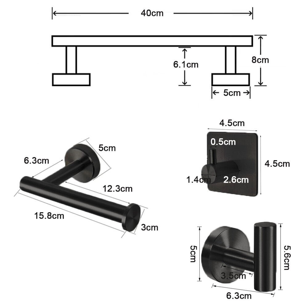 Pyyhehylly Ruostumaton teräs koukku kylpyhuone pyyheteline koukku viisiosainen setti 40cm kultainen hinta ja tiedot | Kylpyhuonetarvikkeet | hobbyhall.fi