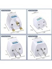 Maailmanlaajuinen matkasovitin, Iso-Britannia/Eu/Us/Au Plug Adapter, 2-Pin To 3-Pin Socket Converter Type B/C/G/I Usa Uk Australia, 4 kpl-valkoinen hinta ja tiedot | Kaapelit ja adapterit | hobbyhall.fi