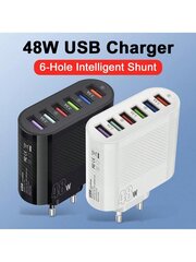 Maerknon 6-porttinen 48 W USB-laturi QC3.0 pikalatauspuhelinlaturisovitin Yhteensopiva iPhonen kanssa Samsung Multi Ports USB-seinälaturi EU-pistoke hinta ja tiedot | Kaapelit ja adapterit | hobbyhall.fi