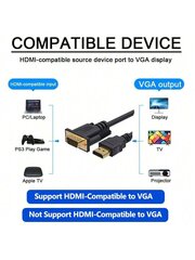 Adapter Connecto Converter, HDMI-yhteensopiva VGA, 1.8M kaapeli FHD 1920*1080P Pöytätietokone Kannettava PC TV Näyttö Projektori - Musta hinta ja tiedot | Kaapelit ja adapterit | hobbyhall.fi