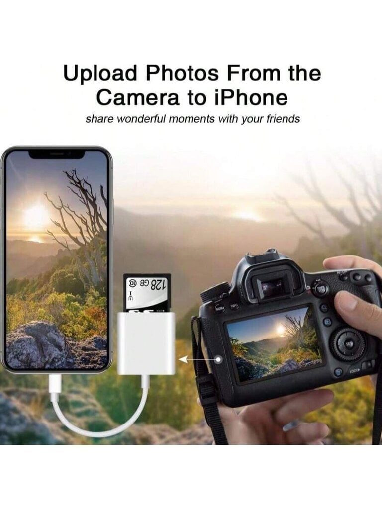SD-kortinlukija, joka on yhteensopiva IPhone-ipad-kameran kanssa, kahden korttipaikan muistikortinlukija tukee SD- ja TF-kortin polkukamerakatselua SD-korttisovitin Kannettava Micro-SD-kortinlukija Ei vaadi sovellusta Plug and Play-White-Lightning hinta ja tiedot | Kaapelit ja adapterit | hobbyhall.fi