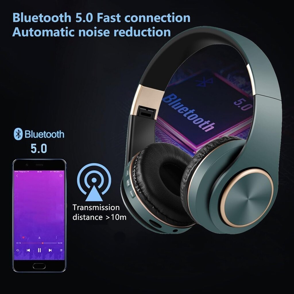 Taitettavat Bluetooth-kuulokkeet Overhead-kuulokkeet Melua vaimentavat langattomat kuulokkeet Langattomat kuulokkeet korvalla Kuulokkeet Langattomat Bluetooth 60 tuntia työaika Stereosubwoofer peliin (sininen) hinta ja tiedot | Kuulokkeiden tarvikkeet | hobbyhall.fi