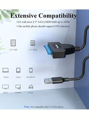 WAVLINK WAVLINK SATA - USB-kaapeli, USB 3.0 - 2,5 tuuman SATA III -kiintolevysovitin, SATA 3 - USB A -sovitin, ulkoinen muunnin SSD/HDD-tiedonsiirtoon, tuki UASP-Black-yksi koko hinta ja tiedot | Kaapelit ja adapterit | hobbyhall.fi