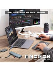 8-porttinen USB 3.0 nopea monitoimikortinlukijakeskitin - hopea hinta ja tiedot | Kaapelit ja adapterit | hobbyhall.fi