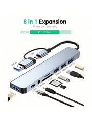 8-porttinen USB 3.0 nopea monitoimikortinlukijakeskitin - hopea hinta ja tiedot | Kaapelit ja adapterit | hobbyhall.fi