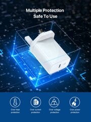 D8 1kpl pikalatauslohko 20W USB C -seinälaturin pistokelohkot PD 3.0 Type C -sovittimella, yhteensopiva iPhone 16/16pro/15/15Pro/14/14 Pro/14 Plus/14 Pro Max/13/12/11 Pro Max/ Pro/Mini/IPad Pro/(Valkoinen)-Valkoinen-UK-pistoke hinta ja tiedot | Kaapelit ja adapterit | hobbyhall.fi