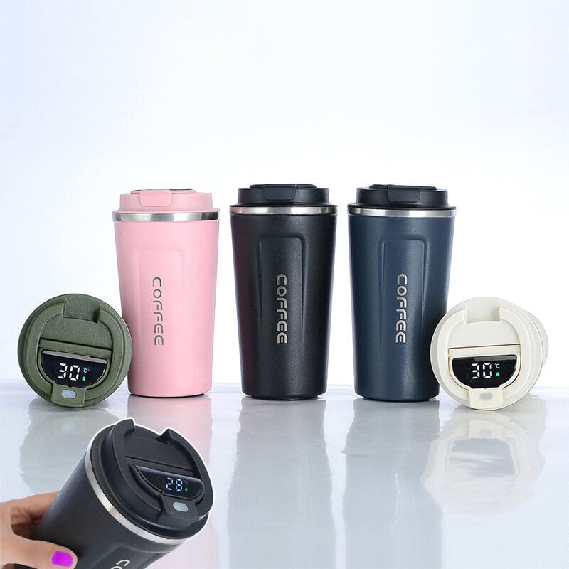 (380 ml) Thermos Smart kahvimuki Vesipullon lämpötilan näyttö Tyhjiöpullot Kannettava lämpökuppi auton eristetty kuppi - hinta ja tiedot | Juomapullot | hobbyhall.fi