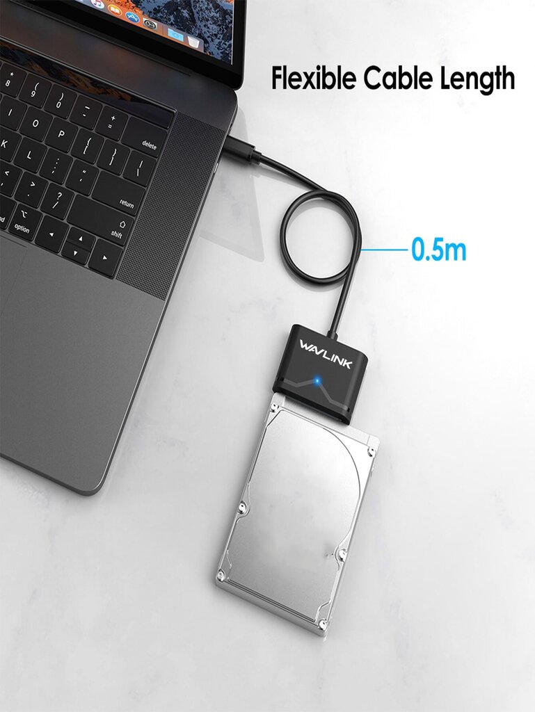 WAVLINK SATA - USB C -sovitinkaapeli - Musta - yksi koko hinta ja tiedot | Kaapelit ja adapterit | hobbyhall.fi