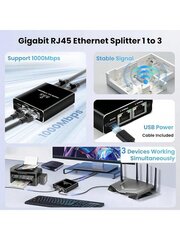 Gigabit Ethernet Switch Splitter Adapter, RJ45 1000 Mbps LAN Network Extender, 1 - 2/3/4 portin laajennus tietokoneille, kameroille, reitittimille, RJ45-laitteille - musta hinta ja tiedot | Kaapelit ja adapterit | hobbyhall.fi