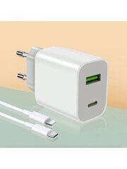 USB C -laturilohko virtasovitin seinälaturi, kaksinkertainen pikalataustiili, yhteensopiva iPhone 14/14 Pro/13/12/11/XS, Samsung Galaxy - valkoinen 4FT kaapeli hinta ja tiedot | Kaapelit ja adapterit | hobbyhall.fi