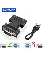 ENVISAOC HDMI-yhteensopiva VGA-muunninsovittimeen 1080P VGA-sovitin 3,5 mm:n ääniliitäntä PC-pöytäkoneeseen kannettavaan HDTV-projektoriin video ääni-musta hinta ja tiedot | Kaapelit ja adapterit | hobbyhall.fi