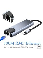 USB C -keskittimen moniporttinen sovitin, 5-in-1 USB C - Ethernet -keskittimeen, USB C - HDMI -sovitin HDTV:llä, Ethernet-portti, USB 3.0 -portti, PD-lataus Yhteensopiva MacBook Pron/Airin, IPad Pron, IMacin, XPS:n ja muiden kanssa - Harmaa hinta ja tiedot | Kaapelit ja adapterit | hobbyhall.fi