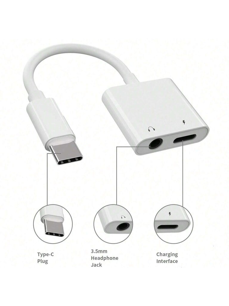 USB C - 3,5 mm & 2 in 1 Type-C kuulokesovitin, 2 in 1 USB Type C - Aux Audio -liitäntä, jossa pikalataus dongle-porttiliitännät ja USB C - USB C -kuuloke- ja laturisovitin, yhteensopiva iPhone 16/15, Samsung S23:n kanssa /S22, IPad Pro Air, Pixel 7/6/5/4- hinta ja tiedot | Kaapelit ja adapterit | hobbyhall.fi