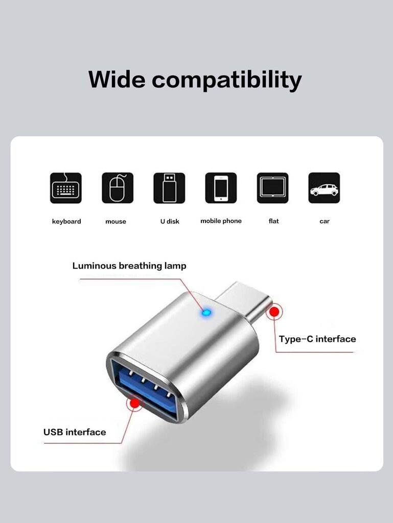 1 kpl Type-C sovitin OTG USB Type C matkapuhelin tabletti C-portti sovitin U-levy autossa muuntaja Yhteensopiva Apple Mac Book kannettavan Huawei Android-Musta-yksi kokoinen hinta ja tiedot | Kaapelit ja adapterit | hobbyhall.fi