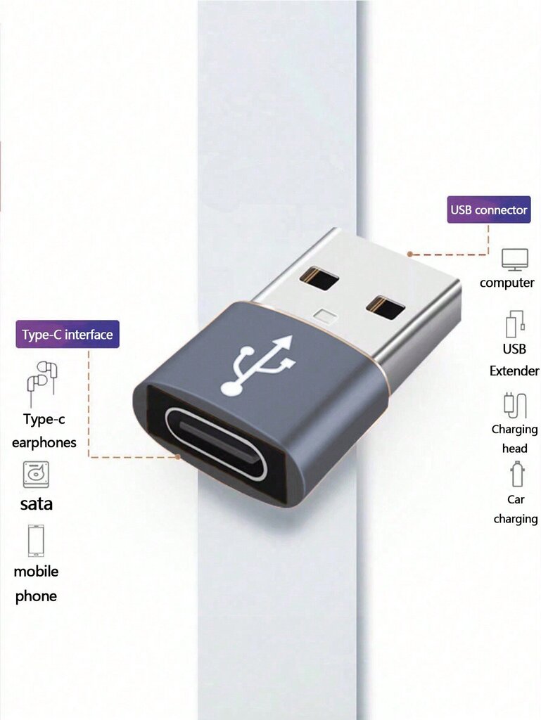 1kpl alumiiniseosmateriaali USB-C-sovitin, sopii puhelimen, tietokoneen, kameran lataukseen ja tiedostonsiirtoon USB-portilla-kulta-yksikokoinen hinta ja tiedot | Kaapelit ja adapterit | hobbyhall.fi