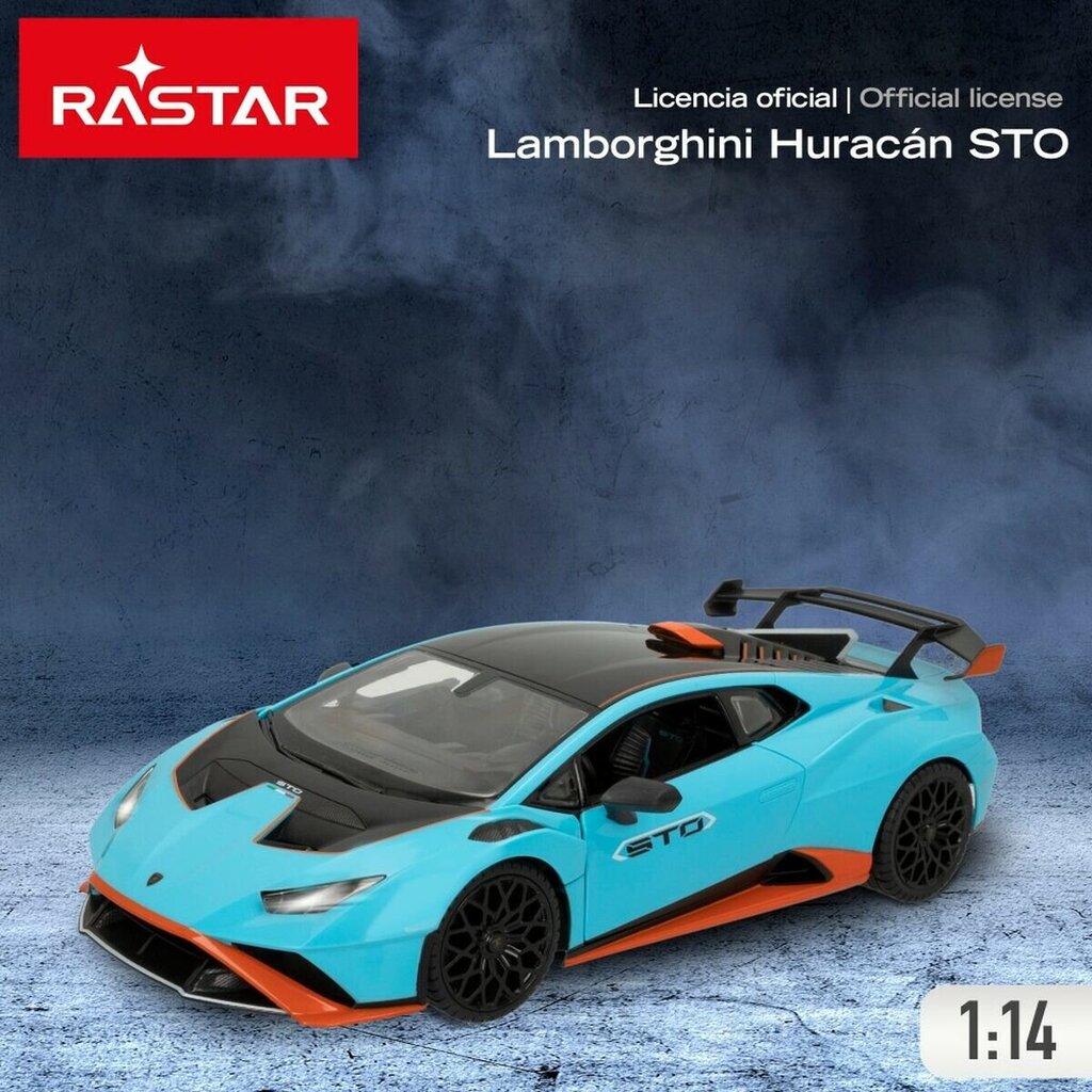 Kauko-ohjattava Lamborghini Huracán STO Rastar, sininen 1:14, 2 kpl hinta ja tiedot | Poikien lelut | hobbyhall.fi